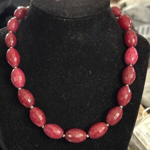 WHBM White House Black Market Pink Dyed Jade Stone Beaded 16" Necklace NEW